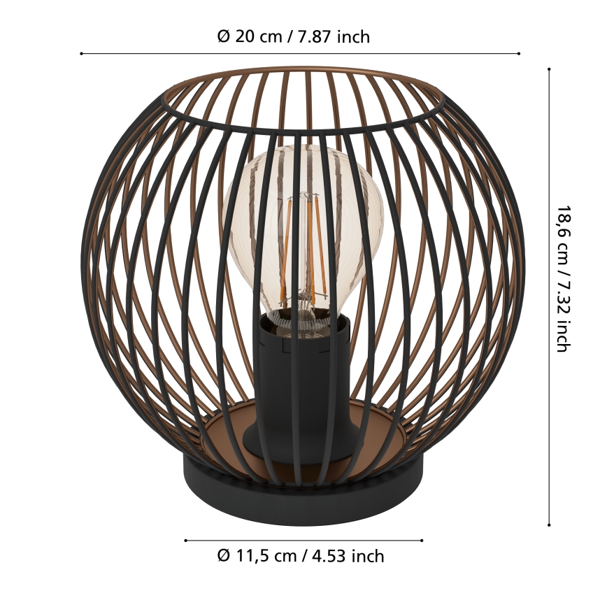 Eglo - Candeeiro de mesa 1xE27/60W/230V preto