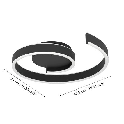 Eglo - Candeeiro de tecto LED RGBW dimerizável LED/37W/230V 3000-6500K preto