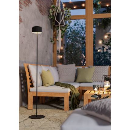 Eglo - Candeeiro de pé táctil solar recarregável LED/2,8W/3,7V 1800 mAh IP44 preto