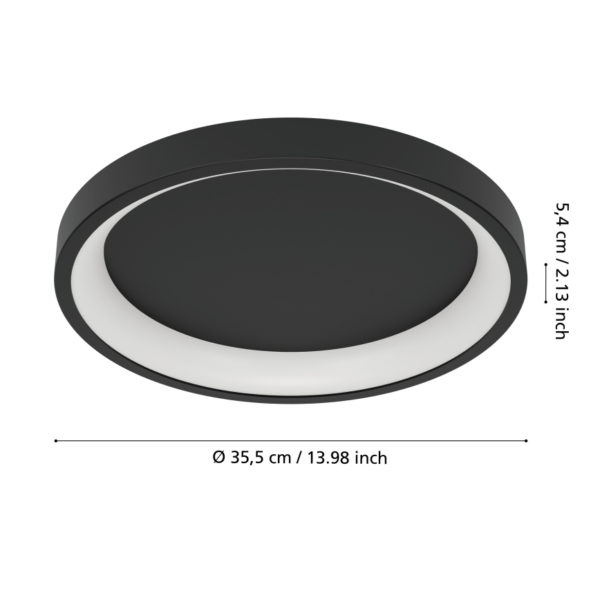 Eglo - Candeeiro de teto LED RGBW dimerizável LED/19,6W/230V 2700-6500K Ø 35 cm preto