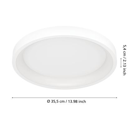 Eglo - LED RGBW Luminária de teto dimerizável LED/19,6W/230V 2700-6500K Ø 35 cm branca