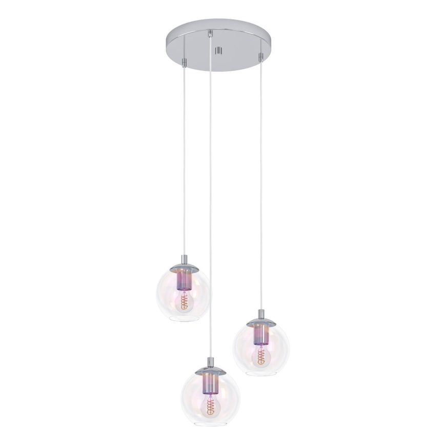 Eglo - Lustre pendente com cabo 3xE27/60W/230V cromado brilhante