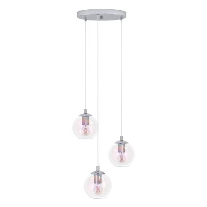 Eglo - Lustre pendente com cabo 3xE27/60W/230V cromado brilhante