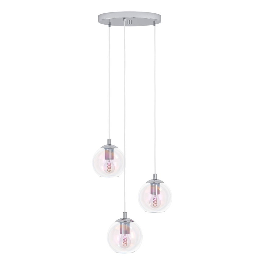 Eglo - Lustre pendente com cabo 3xE27/60W/230V cromado brilhante