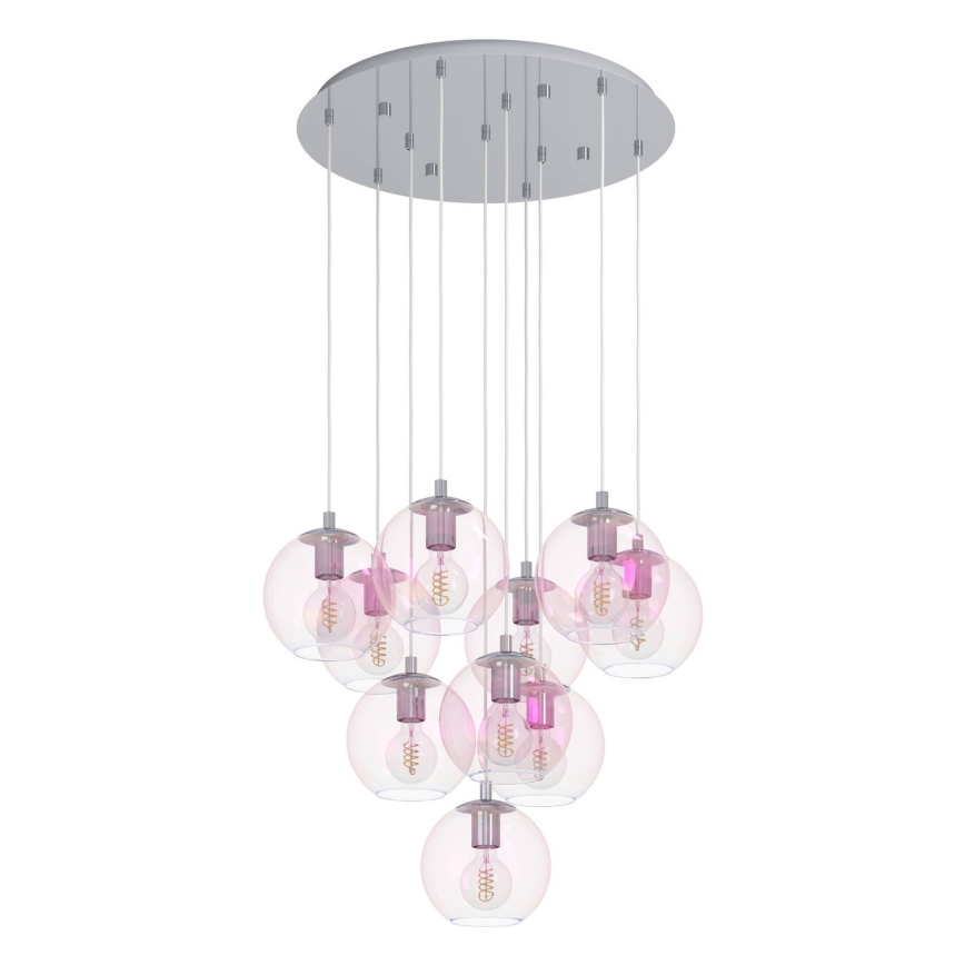 Eglo - Lustre suspenso por cabo 10xE27/60W/230V cromo brilhante/vidro transparente