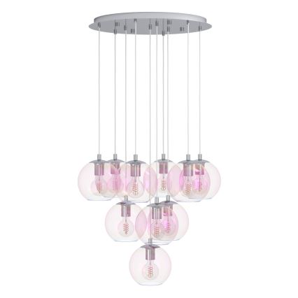 Eglo - Lustre suspenso por cabo 10xE27/60W/230V cromo brilhante/vidro transparente