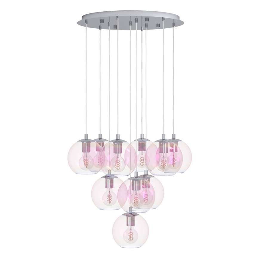 Eglo - Lustre suspenso por cabo 10xE27/60W/230V cromo brilhante/vidro transparente