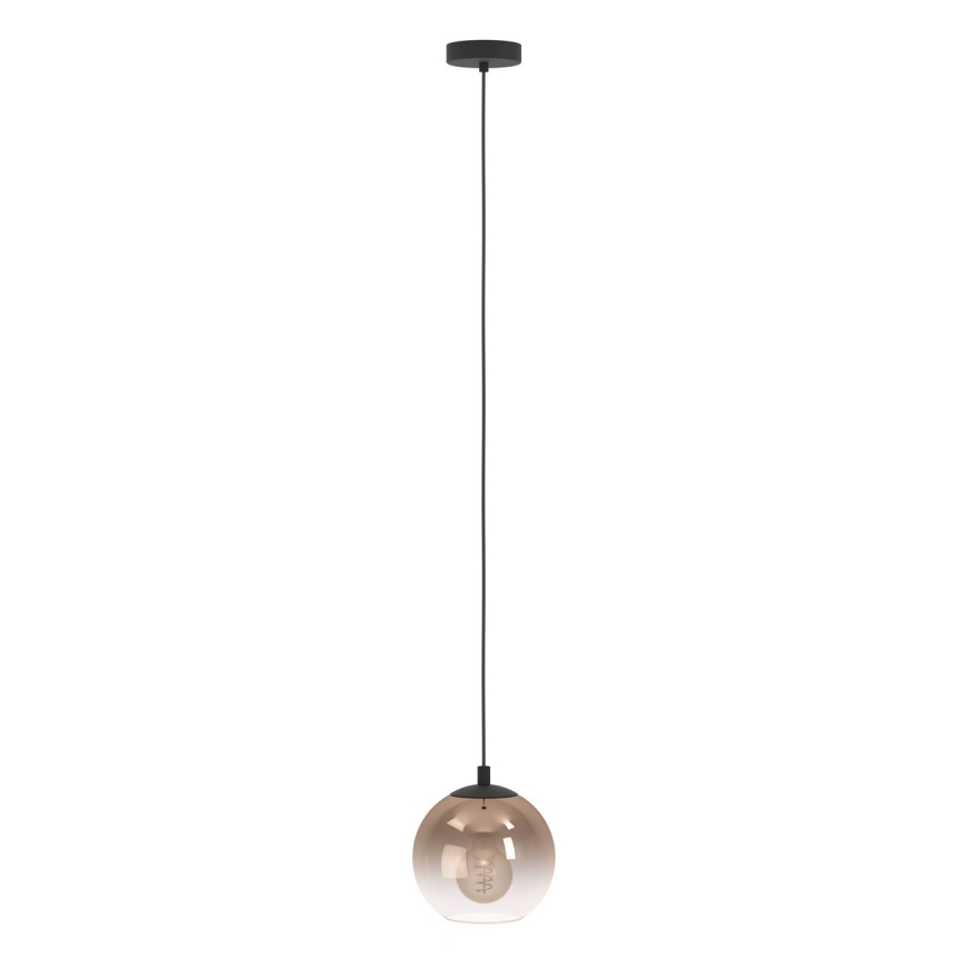 Eglo - Luminária pendente com cabo 1xE27/60W/230V preta/bege/fumê
