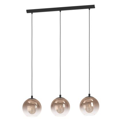 Eglo - Lustre suspenso por cabo 3xE27/60W/230V preto/bege/fumê
