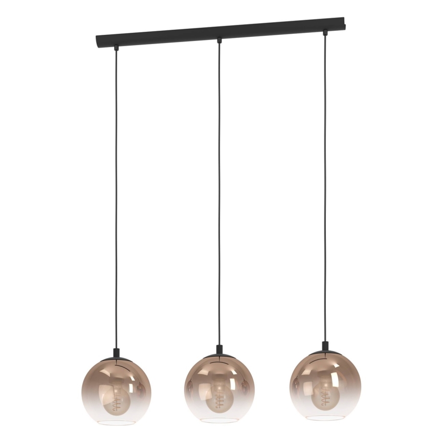 Eglo - Lustre suspenso por cabo 3xE27/60W/230V preto/bege/fumê