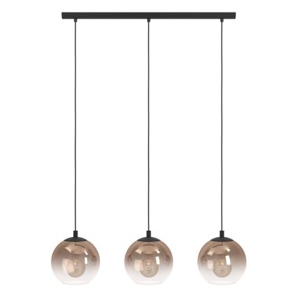Eglo - Lustre suspenso por cabo 3xE27/60W/230V preto/bege/fumê