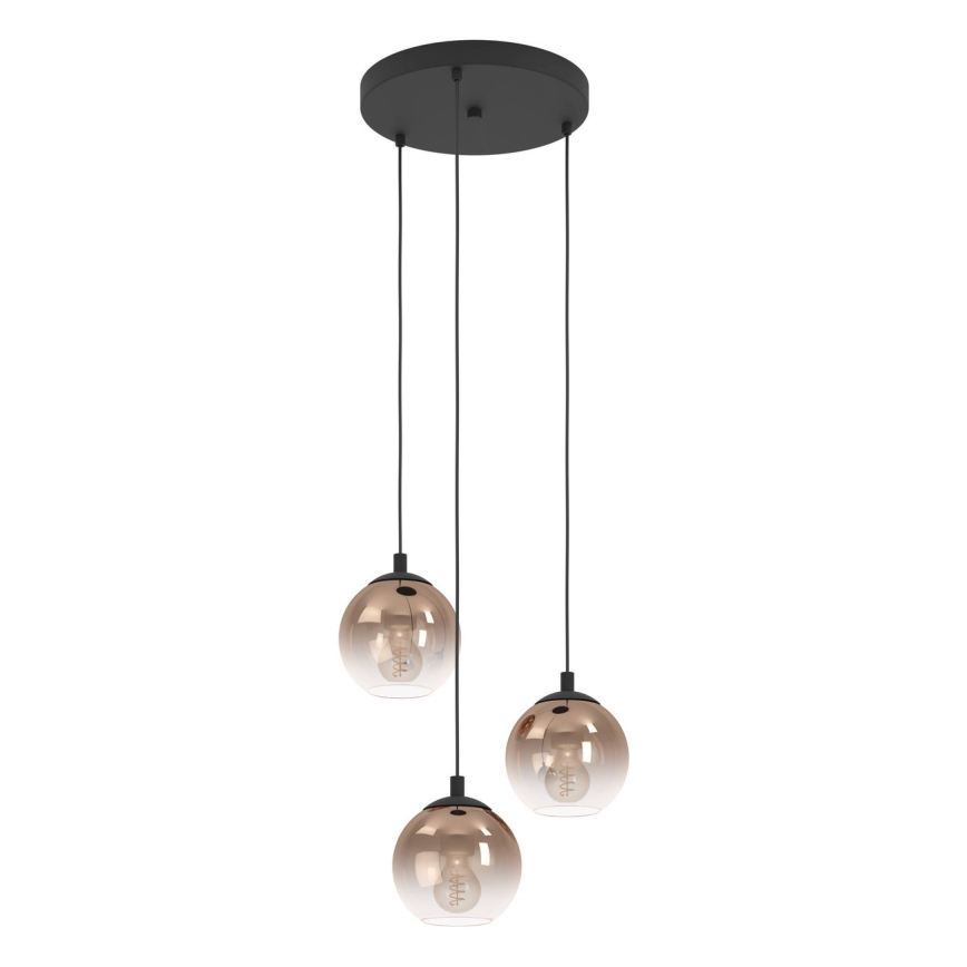 Eglo - Lustre em cabo 3xE27/60W/230V preto/bege/fumê