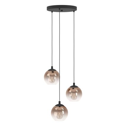 Eglo - Lustre em cabo 3xE27/60W/230V preto/bege/fumê