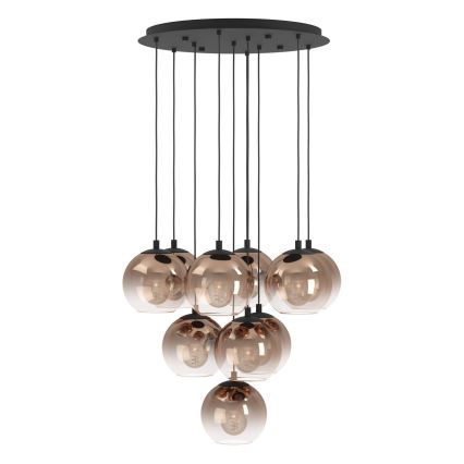 Eglo - Lustre suspenso em cabo 10xE27/60W/230V preto/bege/fumado