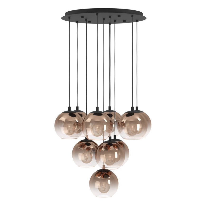 Eglo - Lustre suspenso em cabo 10xE27/60W/230V preto/bege/fumado