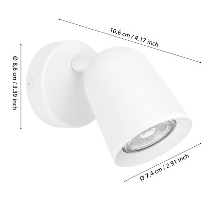 Eglo - Aplique de parede com foco 1xGU10/5W/230V branco