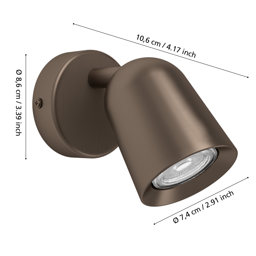 Eglo - Aplique de parede orientável 1xGU10/5W/230V bronze