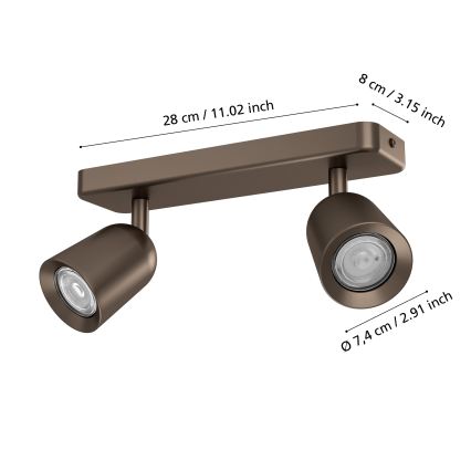 Eglo - Candeeiro de focos 2xGU10/10W/230V bronze