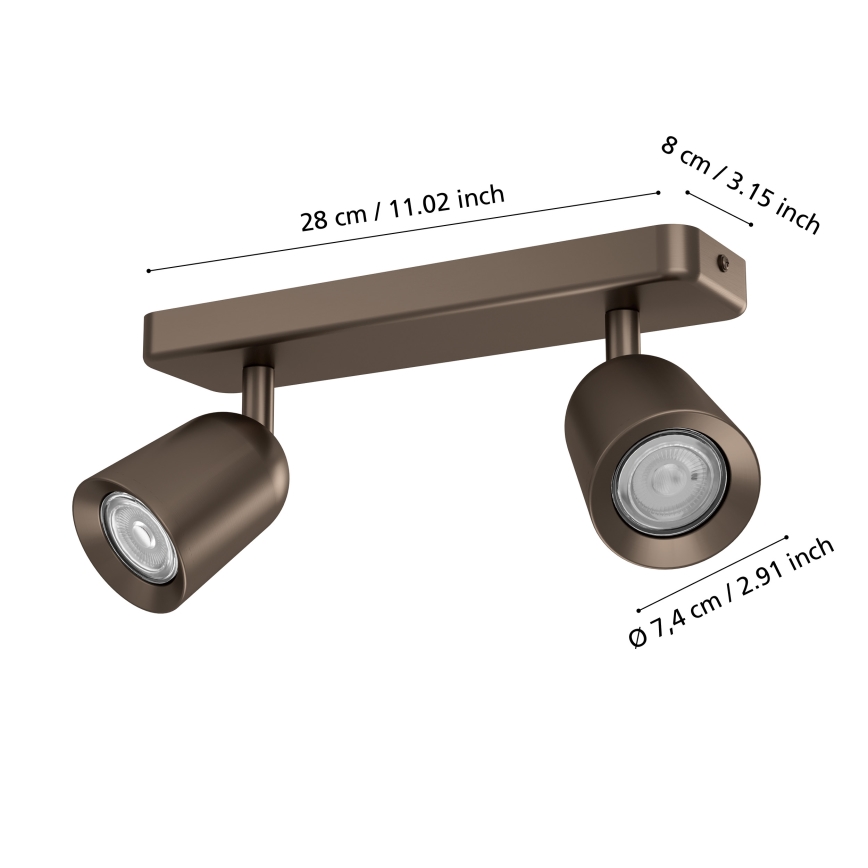 Eglo - Candeeiro de focos 2xGU10/10W/230V bronze