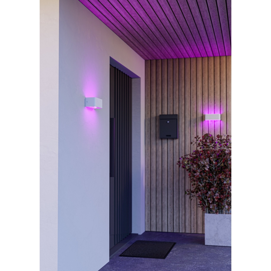Eglo - Aplique de parede exterior LED RGBW dimerizável, 10W, 230V, 2700-6500K, IP55, branco