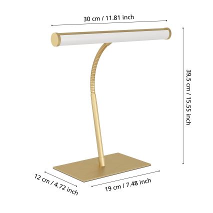 Eglo - Candeeiro de mesa tátil com regulação por toque, LED/5W/230V, 2700/4000/6500K, dourado