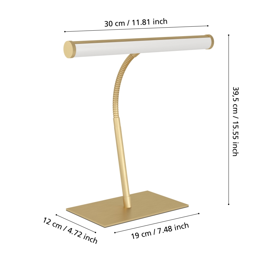 Eglo - Candeeiro de mesa tátil com regulação por toque, LED/5W/230V, 2700/4000/6500K, dourado