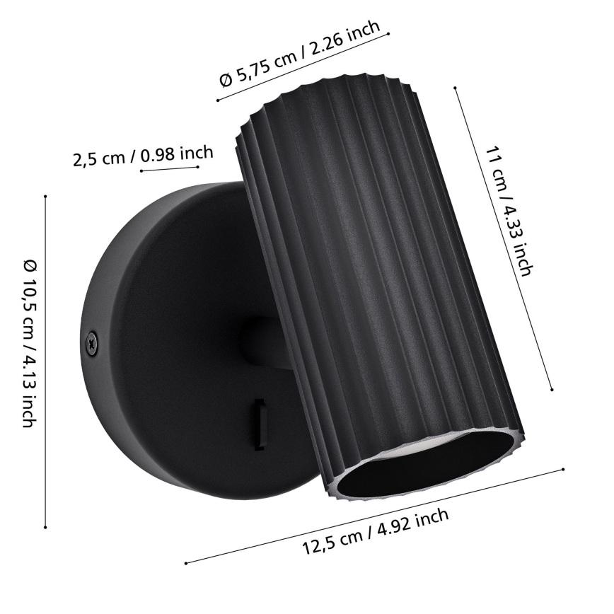Eglo - Aplique de parede direcional 1xGU10/5W/230V preto