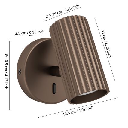 Eglo - Aplique de parede orientável 1xGU10/5W/230V castanho
