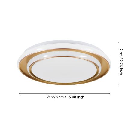 Eglo - Luminária de teto LED/24W/230V 2700/4000/6500K Ø 40 cm dourada