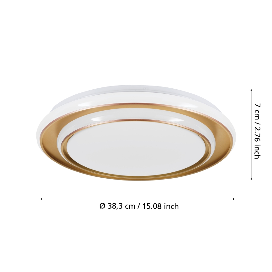 Eglo - Luminária de teto LED/24W/230V 2700/4000/6500K Ø 40 cm dourada