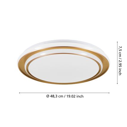 Eglo - Luminária de teto LED 36W/230V 2700/4000/6500K Ø 49 cm dourado