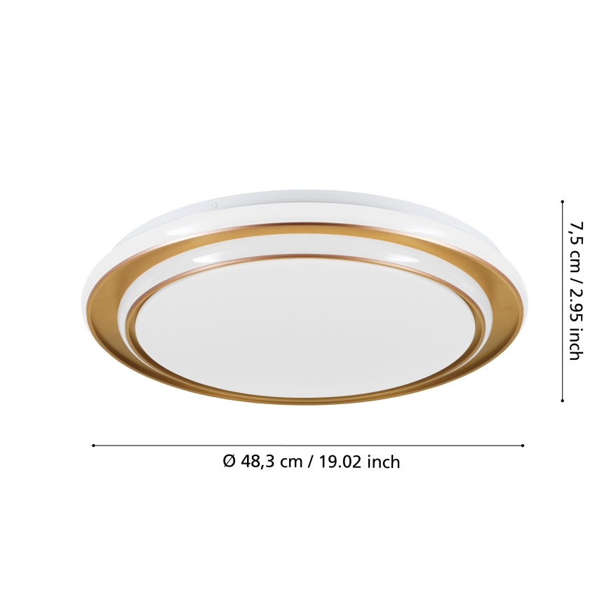 Eglo - Luminária de teto LED 36W/230V 2700/4000/6500K Ø 49 cm dourado