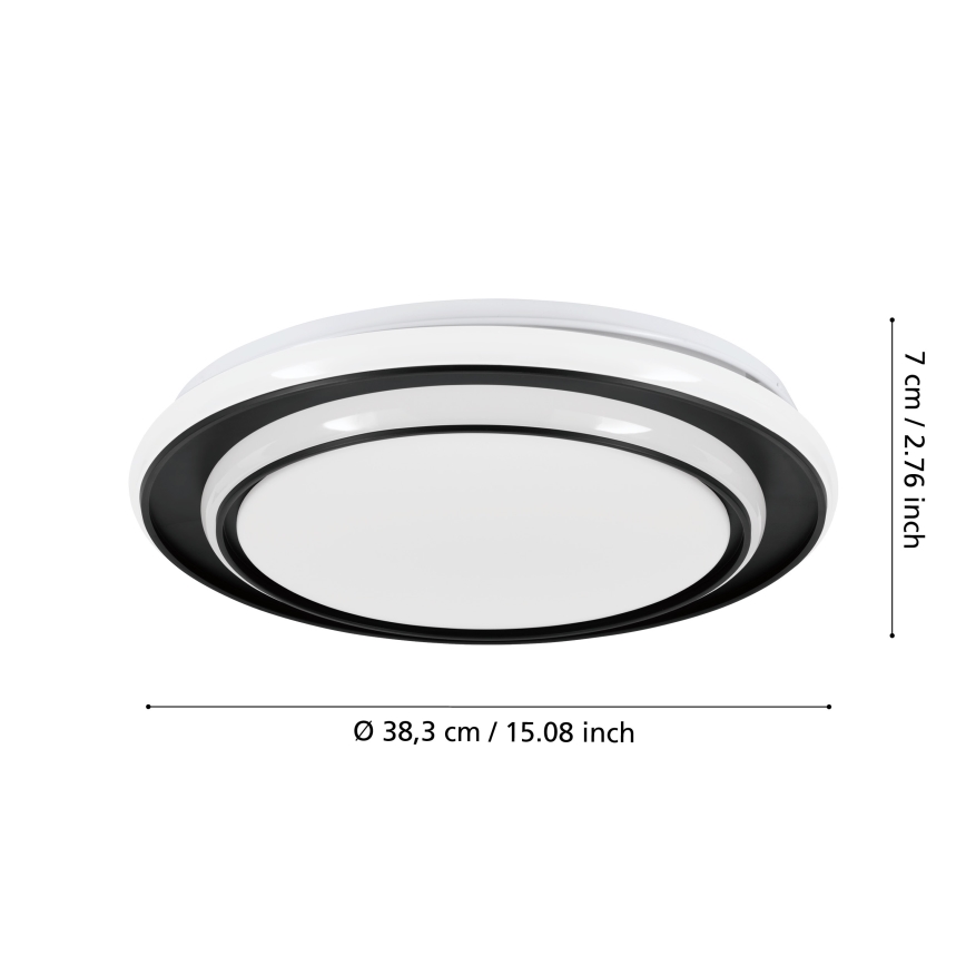Eglo - Luminária de Teto LED/24W/230V 2700/4000/6500K Ø 40 cm preta