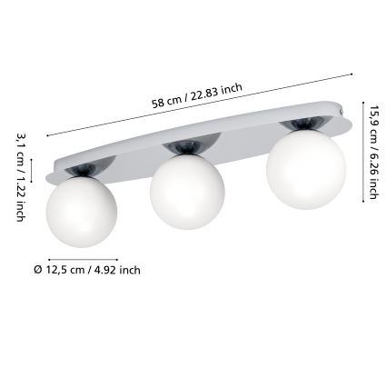 Eglo - Candeeiro de teto LED para casa de banho 3xG9/4,2W/230V IP44 cromado brilhante