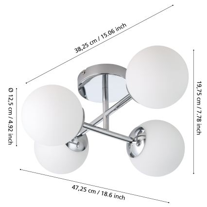 Eglo - Plafon LED para casa de banho 4xG9/4,2W/230V IP44 cromo brilhante