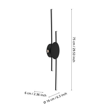 Eglo - Aplique de parede LED LED/20W/230V + LED/0,91W preto