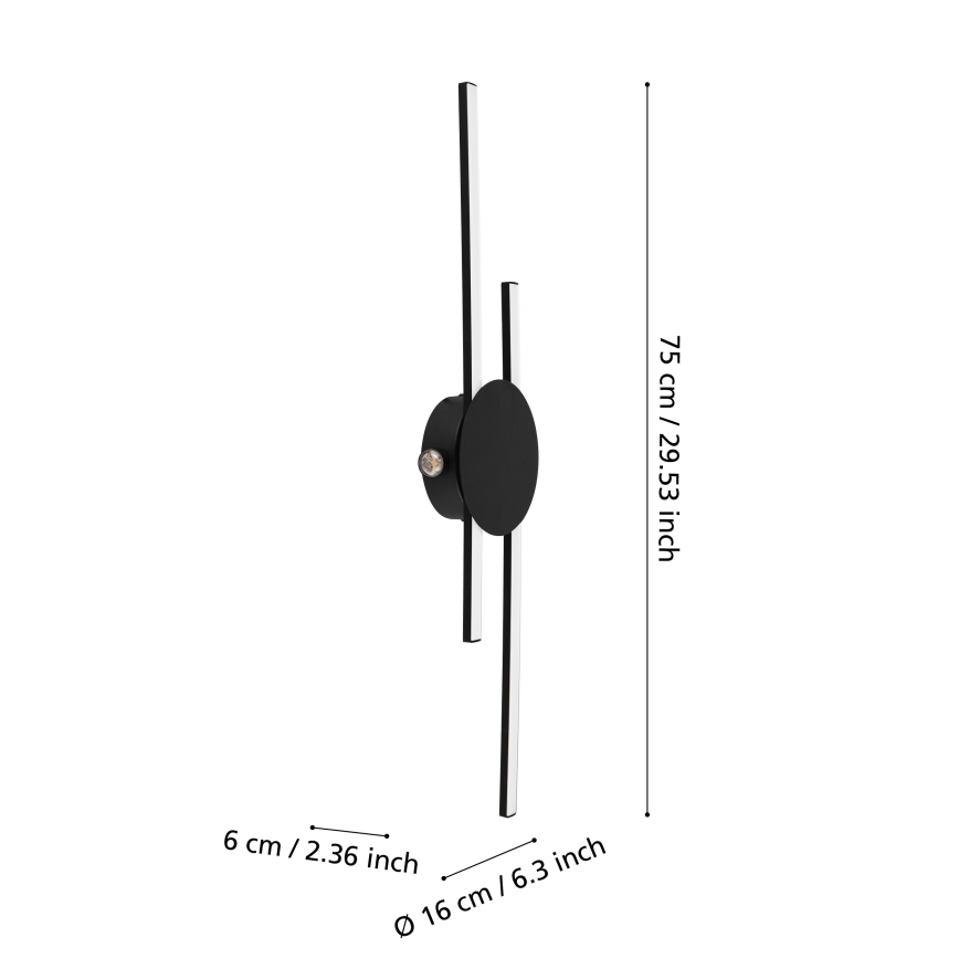 Eglo - Aplique de parede LED LED/20W/230V + LED/0,91W preto