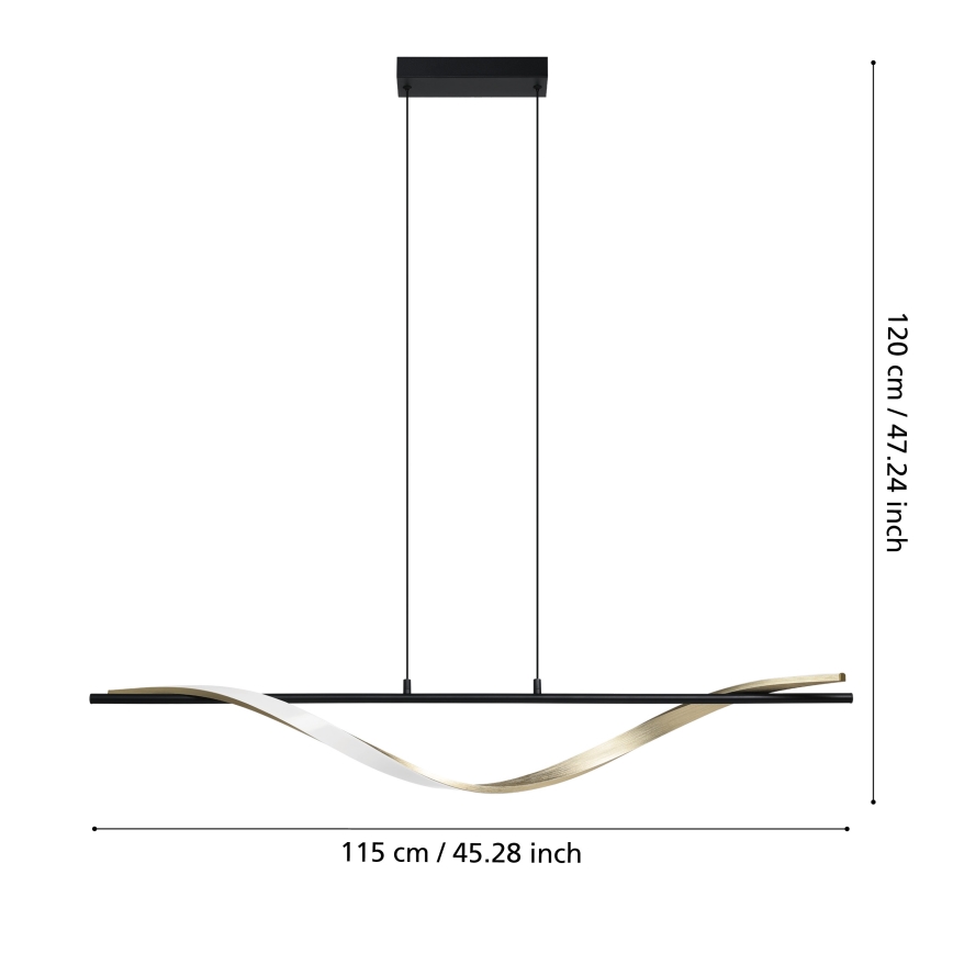 Eglo - Lustre LED suspenso por cabo LED/20W/230V 2700/4000/6500K preto/dourado