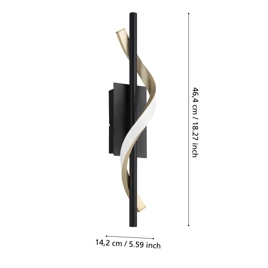 Eglo - Aplique de parede LED/8,8W/230V 2700/4000/6500 K preto/dourado