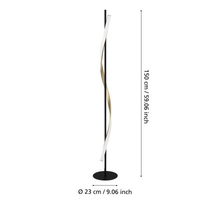 Eglo - Candeeiro de pé LED regulável LED/20W/230V 2700/4000/6500K preto/dourado