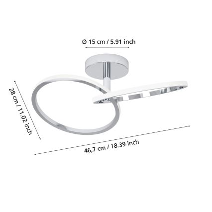 Eglo - Candeeiro de tecto LED/12W/230V 2700/4000/6500K cromado brilhante