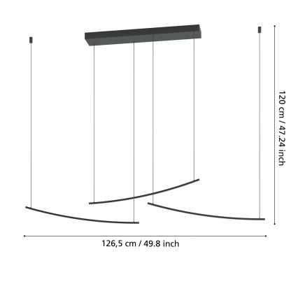 Eglo - Lustre pendente LED dimerizável em cabo LED/22W/230V 2700/4000/6500K preto