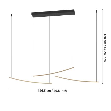 Eglo - Lustre pendente em cabo LED dimerizável LED/22W/230V 2700/4000/6500K dourado
