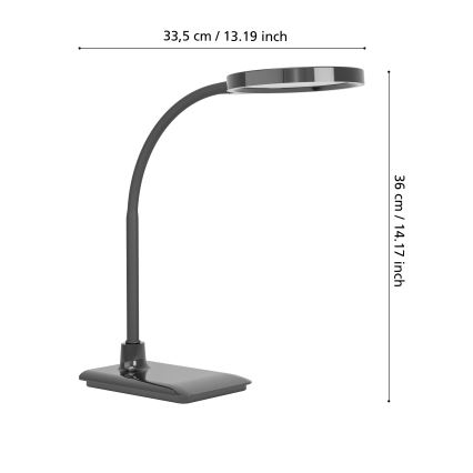 Eglo - LED Candeeiro de mesa flexível regulável LED/5,5W/230V 2700/4000/6500K preto