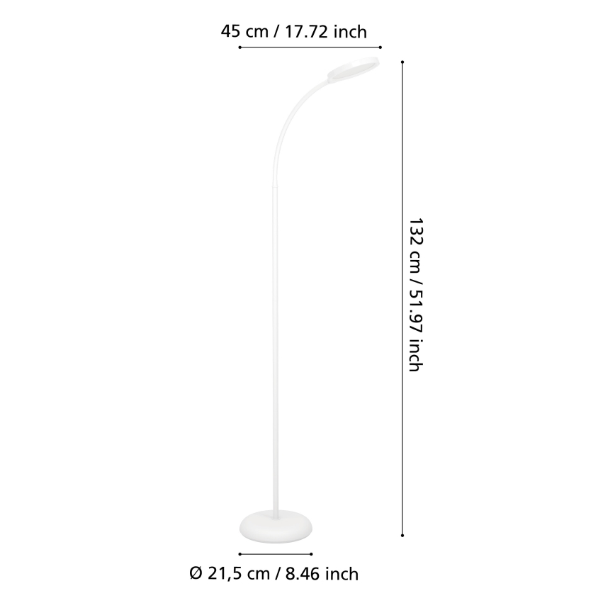 Eglo - Candeeiro de pé LED regulável e flexível LED/5,5W/230V 2700/4000/6500K branco