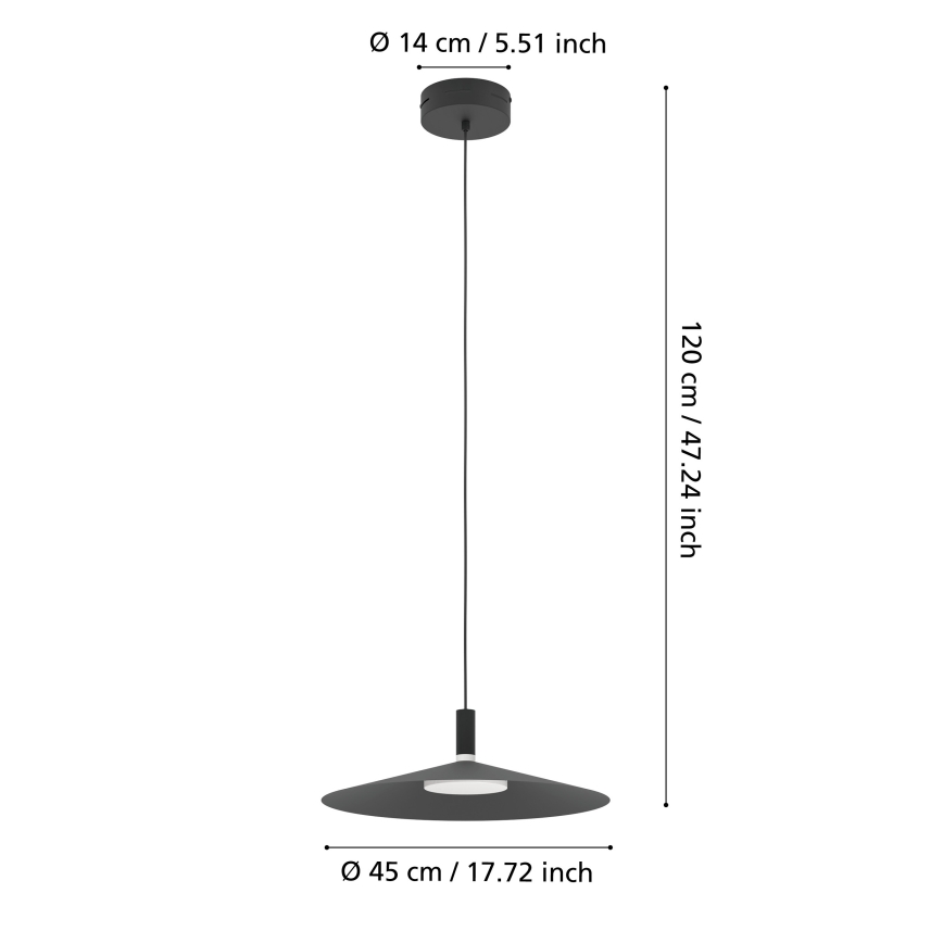 Eglo - Lustre pendente em cabo LED RGBW regulável LED/15,5W/230V 2700-6500K preto