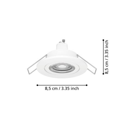 Eglo - Spot LED de embutir para casa de banho 1x GU10/4,5W/230V IP44, branco