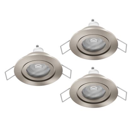 Eglo - Conjunto de 3 spots LED embutidos para casa de banho 1xGU10/4,5W/230V IP44 cromo fosco