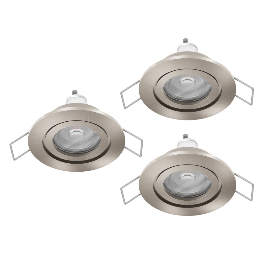 Eglo - Conjunto de 3 spots LED embutidos para casa de banho 1xGU10/4,5W/230V IP44 cromo fosco