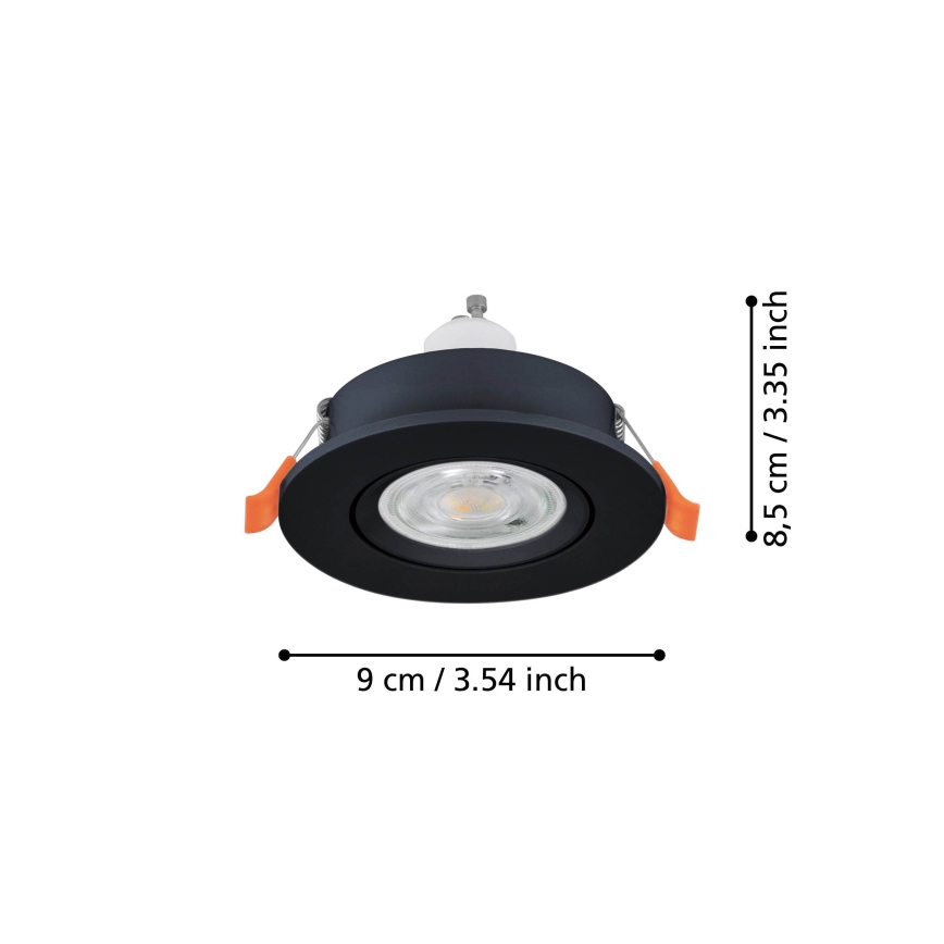 Eglo - Foco LED embutido para teto 1xGU10/4,5W/230V preto